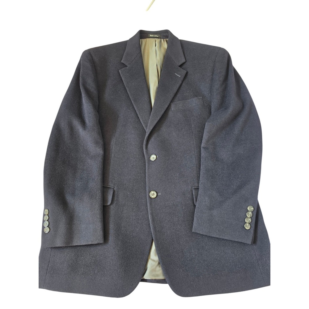 Chaps Mens 42R Navy Blazer Wool Silk Cashmere Blend Sport Coat 2-Button
